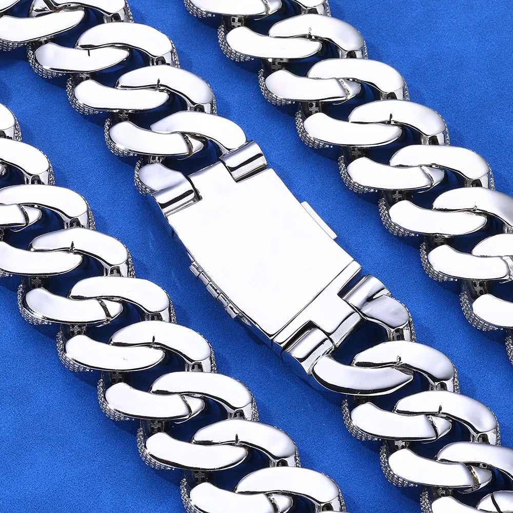 29mm Moissanite Baguettes Bubble S925 Cuban Chain Necklace For Men Iced Out Chain Hip Hop Jewelry Pass Diamonds Tester GRA