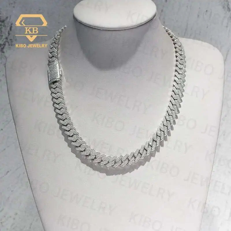 Ready For Ship Mens Hip Hop Jewelry 10mm 12mm 925 Sterling Silver Moissanite Cuban Link Chain Iced Out Necklace