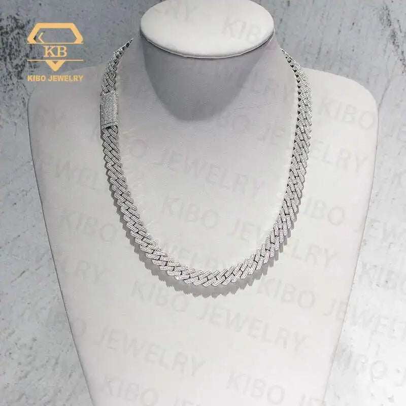 Ready For Ship Mens Hip Hop Jewelry 10mm 12mm 925 Sterling Silver Moissanite Cuban Link Chain Iced Out Necklace