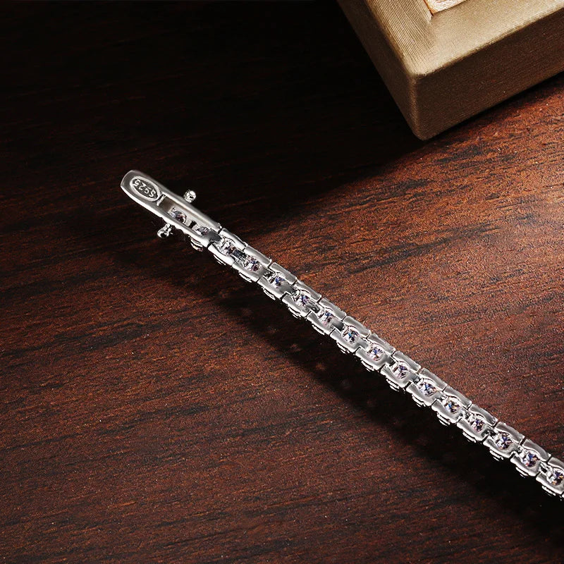 KNOBSPIN Purple Moissanite Tennis Bracelet GRA Certified Lab Diamond s925 Sterling Silver 18k Wedding Bracelets for Women Man