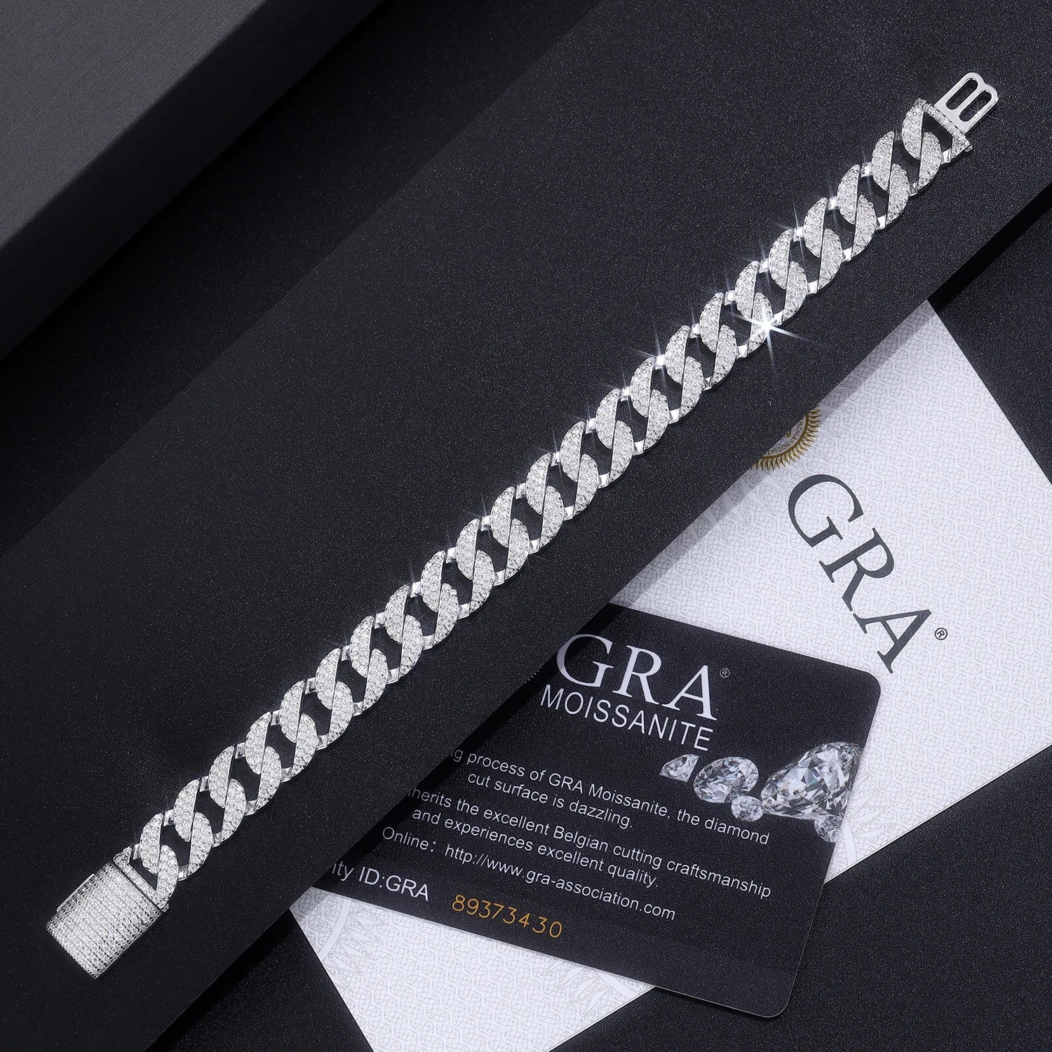 Kfvanfi Moissanite D VVS 925 Sterling Silver Gold Plated 11MM Width Retro Classic Men's Bracelet Shining Cuban Chain