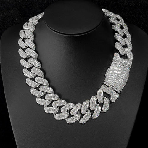 29mm Moissanite Baguettes Bubble S925 Cuban Chain Necklace For Men Iced Out Chain Hip Hop Jewelry Pass Diamonds Tester GRA