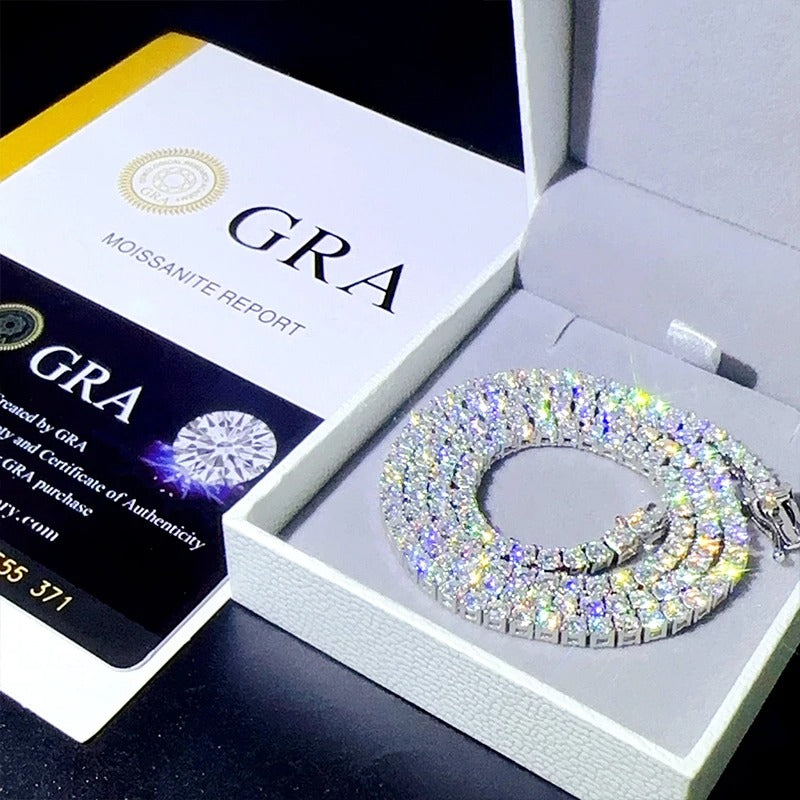 2025 New Unisex Hip Hop Moissanite Tennis Chain for Women Original 925 Sterling Silver Gold Man Moissanite Bracelet Chain Hiphop