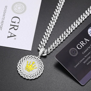 TUHE Unisex High Quality D VVS Moissanite Crown Hip Hop Pendant Hollow Round Pendant S925 Silver  Hip Hop Jewelry Gifts