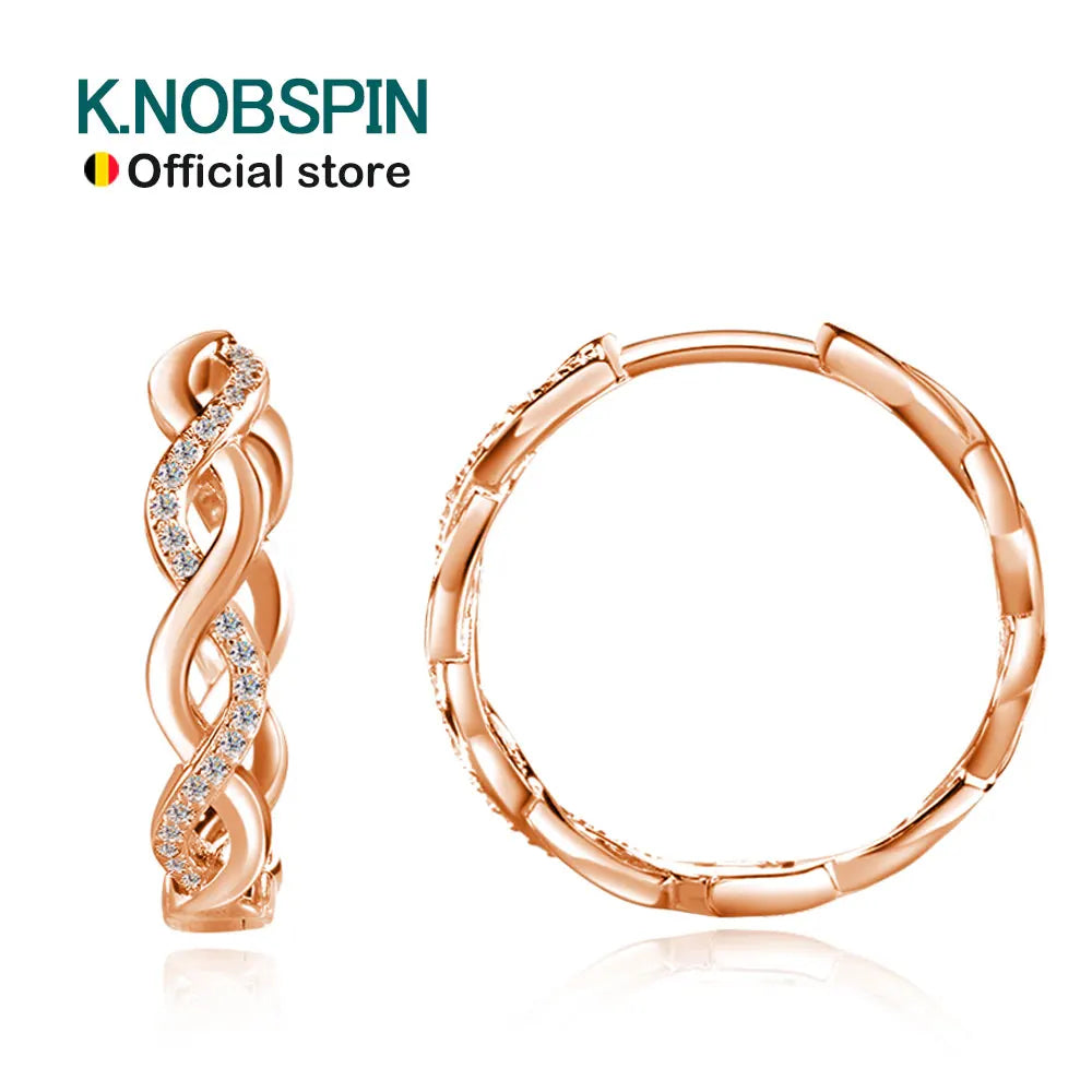 KNOBSPIN GRA Certified Moissanite Hoop Earrings for Women s925 Sterling Silver Plated 18k White Gold Wedding Huggie Earrings