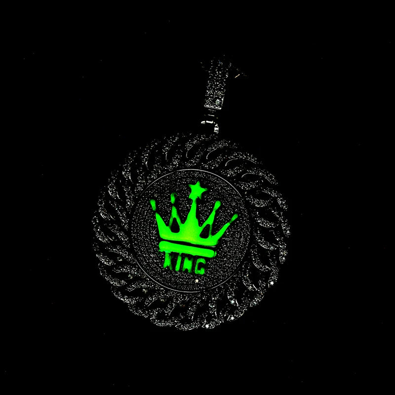 TUHE Unisex High Quality D VVS Moissanite Crown Hip Hop Pendant Hollow Round Pendant S925 Silver  Hip Hop Jewelry Gifts