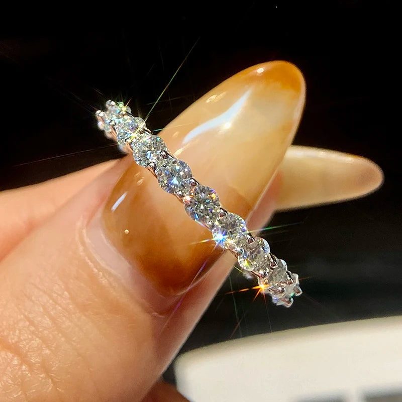 KNB 2.2ct-7ct D Color Moissanite Diamond Rings for Women Fine Jewelry 925 Sterling Sliver Eternity Band Wedding Engagement Ring