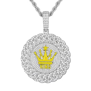 TUHE Unisex High Quality D VVS Moissanite Crown Hip Hop Pendant Hollow Round Pendant S925 Silver  Hip Hop Jewelry Gifts