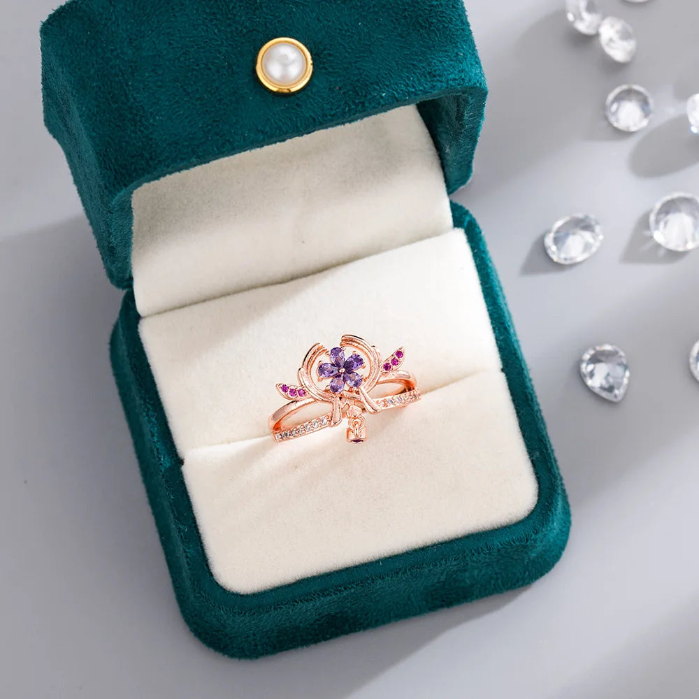 Anime Game Genshin Impact Yae Miko Cosplay Ring Women Open Adjustable Rings Joint Wedding Initial Fashion Jewellery Gifts