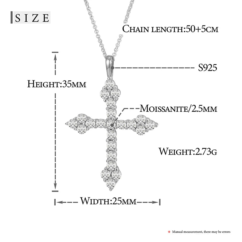 Religion Classic 3mm VVS1 D Color Moissanite Cross Pendant Necklace For Women Jewelry Sterling Silver S925 Gold Plated 18K White