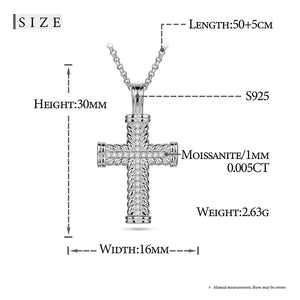 Religion Classic 3mm VVS1 D Color Moissanite Cross Pendant Necklace For Women Jewelry Sterling Silver S925 Gold Plated 18K White