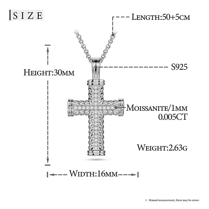 Religion Classic 3mm VVS1 D Color Moissanite Cross Pendant Necklace For Women Jewelry Sterling Silver S925 Gold Plated 18K White