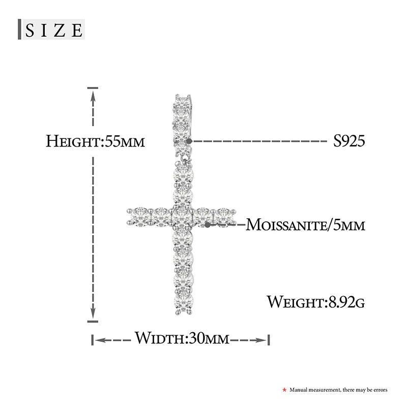 Religion Classic 3mm VVS1 D Color Moissanite Cross Pendant Necklace For Women Jewelry Sterling Silver S925 Gold Plated 18K White