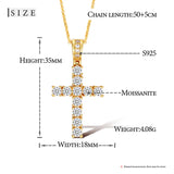 Religion Classic 3mm VVS1 D Color Moissanite Cross Pendant Necklace For Women Jewelry Sterling Silver S925 Gold Plated 18K White