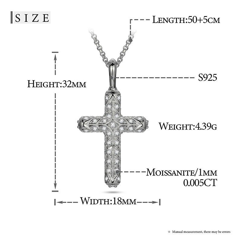Religion Classic 3mm VVS1 D Color Moissanite Cross Pendant Necklace For Women Jewelry Sterling Silver S925 Gold Plated 18K White