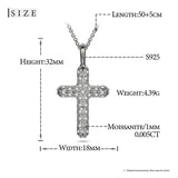 Religion Classic 3mm VVS1 D Color Moissanite Cross Pendant Necklace For Women Jewelry Sterling Silver S925 Gold Plated 18K White