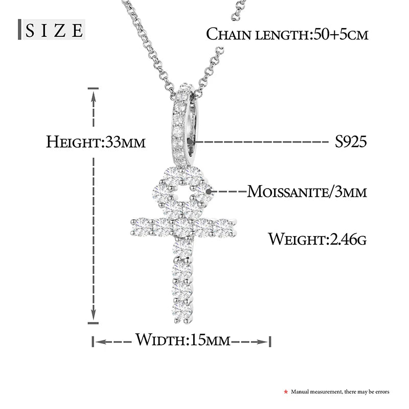 Religion Classic 3mm VVS1 D Color Moissanite Cross Pendant Necklace For Women Jewelry Sterling Silver S925 Gold Plated 18K White