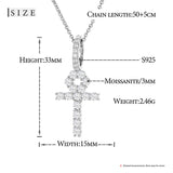 Religion Classic 3mm VVS1 D Color Moissanite Cross Pendant Necklace For Women Jewelry Sterling Silver S925 Gold Plated 18K White