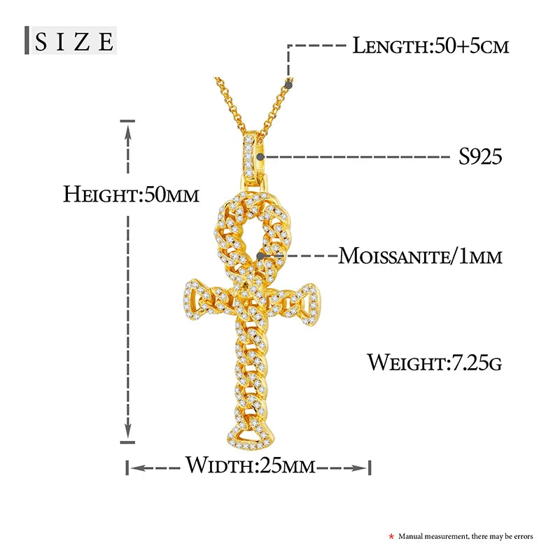 Religion Classic 3mm VVS1 D Color Moissanite Cross Pendant Necklace For Women Jewelry Sterling Silver S925 Gold Plated 18K White