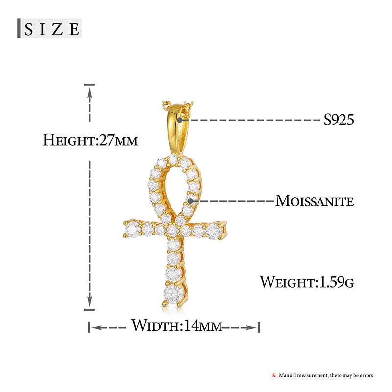 Religion Classic 3mm VVS1 D Color Moissanite Cross Pendant Necklace For Women Jewelry Sterling Silver S925 Gold Plated 18K White