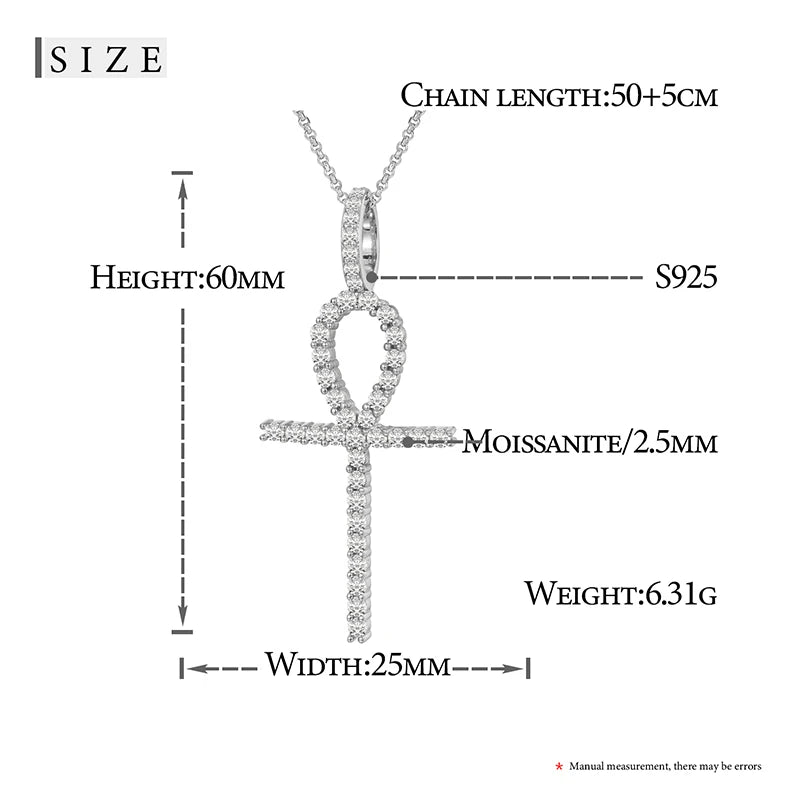 Religion Classic 3mm VVS1 D Color Moissanite Cross Pendant Necklace For Women Jewelry Sterling Silver S925 Gold Plated 18K White