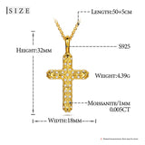 Religion Classic 3mm VVS1 D Color Moissanite Cross Pendant Necklace For Women Jewelry Sterling Silver S925 Gold Plated 18K White
