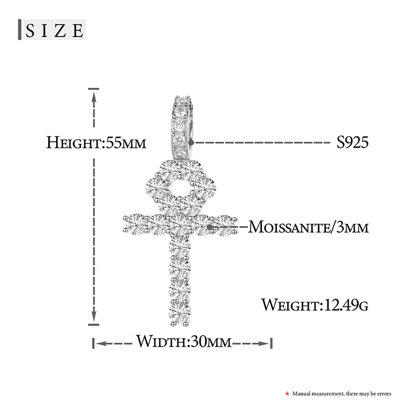 Religion Classic 3mm VVS1 D Color Moissanite Cross Pendant Necklace For Women Jewelry Sterling Silver S925 Gold Plated 18K White