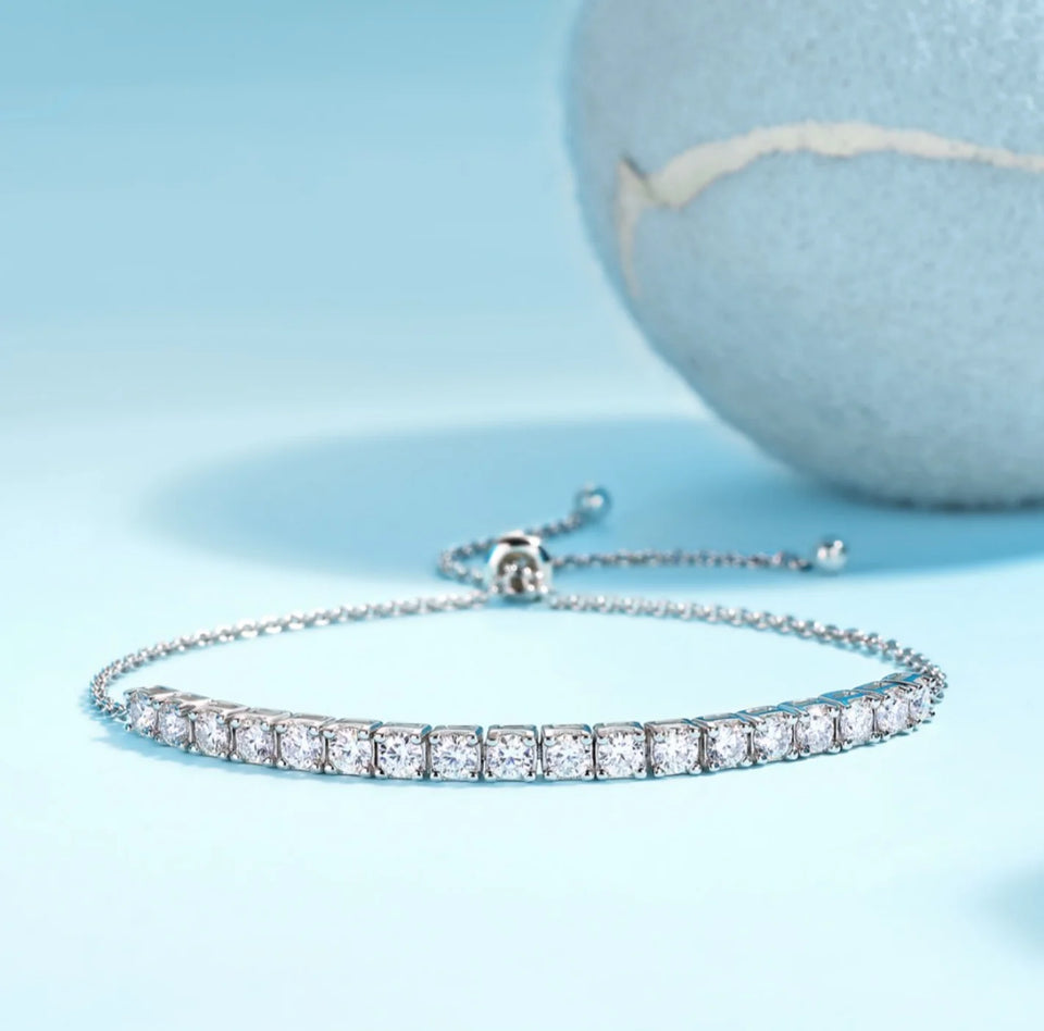 Moissanite Tennis Bracelet 1.8ct-9ct Diamond Bracelets for Women 18K White Gold Plated S925 Sterling Silver Adjustable Bracelets