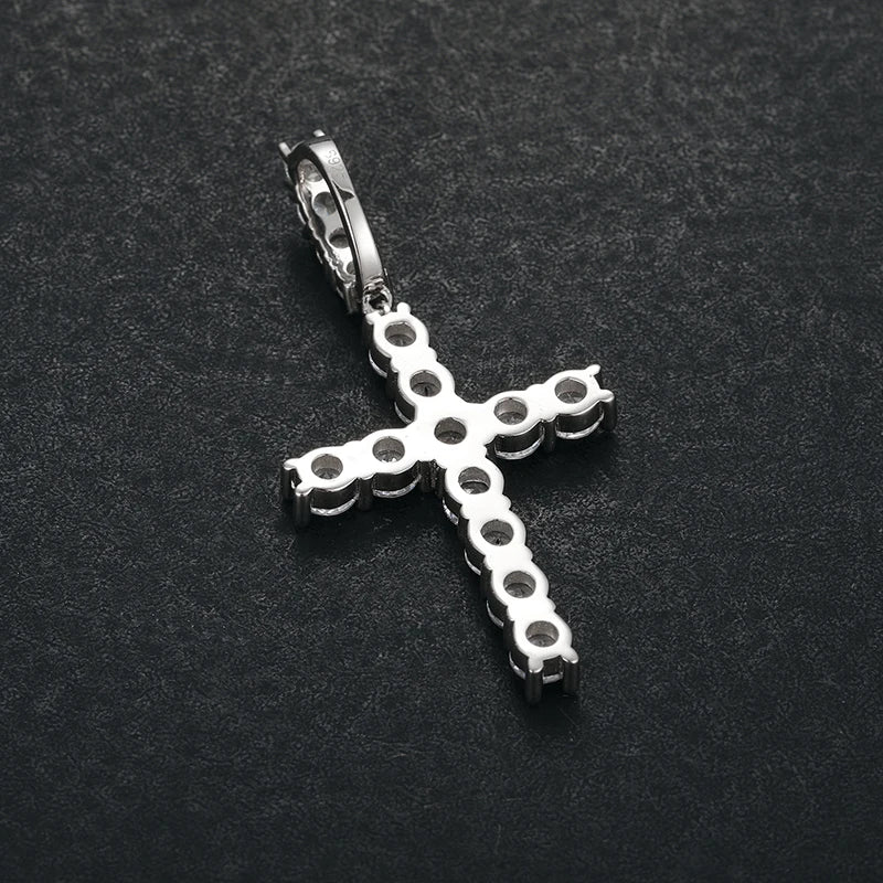 Religion Classic 3mm VVS1 D Color Moissanite Cross Pendant Necklace For Women Jewelry Sterling Silver S925 Gold Plated 18K White