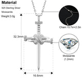 Religion Classic 3mm VVS1 D Color Moissanite Cross Pendant Necklace For Women Jewelry Sterling Silver S925 Gold Plated 18K White