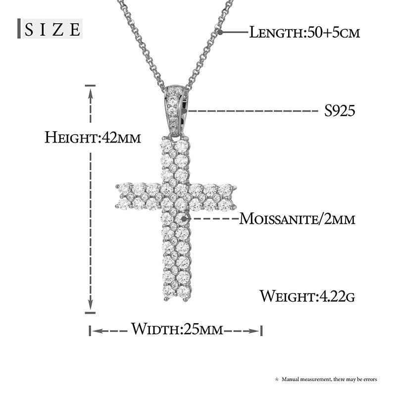 Religion Classic 3mm VVS1 D Color Moissanite Cross Pendant Necklace For Women Jewelry Sterling Silver S925 Gold Plated 18K White