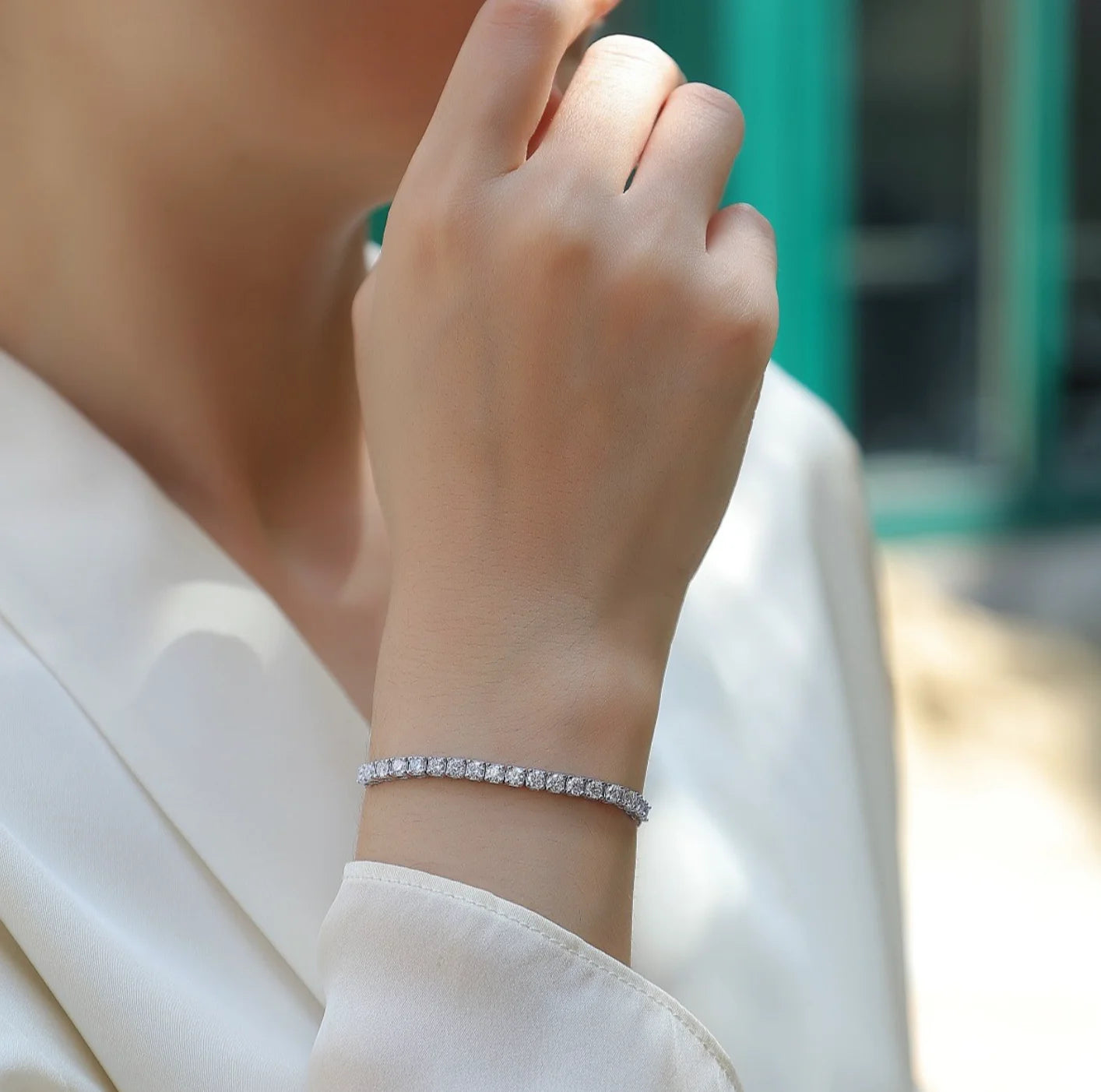 Moissanite Tennis Bracelet 1.8ct-9ct Diamond Bracelets for Women 18K White Gold Plated S925 Sterling Silver Adjustable Bracelets