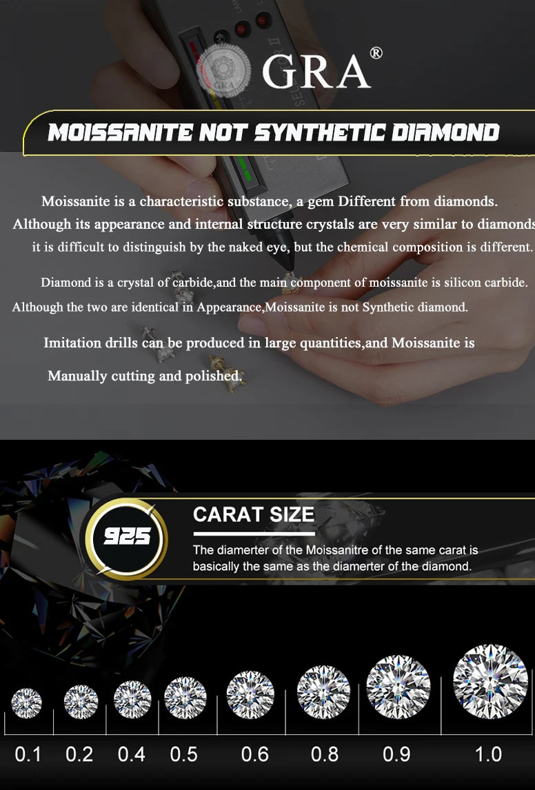 Moissanite Finger Rings Men Certificate Square Couple Ring For Women Luxury 925 Sterling Silver High Quality Hip Hop Jewelry