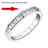 Newshe 2 Pieces Classic Wedding Rings Set for Women 7*7mm Princess Cut AAAAA Zircon 925 Sterling Silver Engagement Ring Jewelry