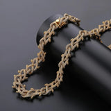 GUCY New Hip Hop Thorn Cuban Chain Necklace Micro Pave CZ Stones All Iced Out  Available Necklaces for Men Gifts