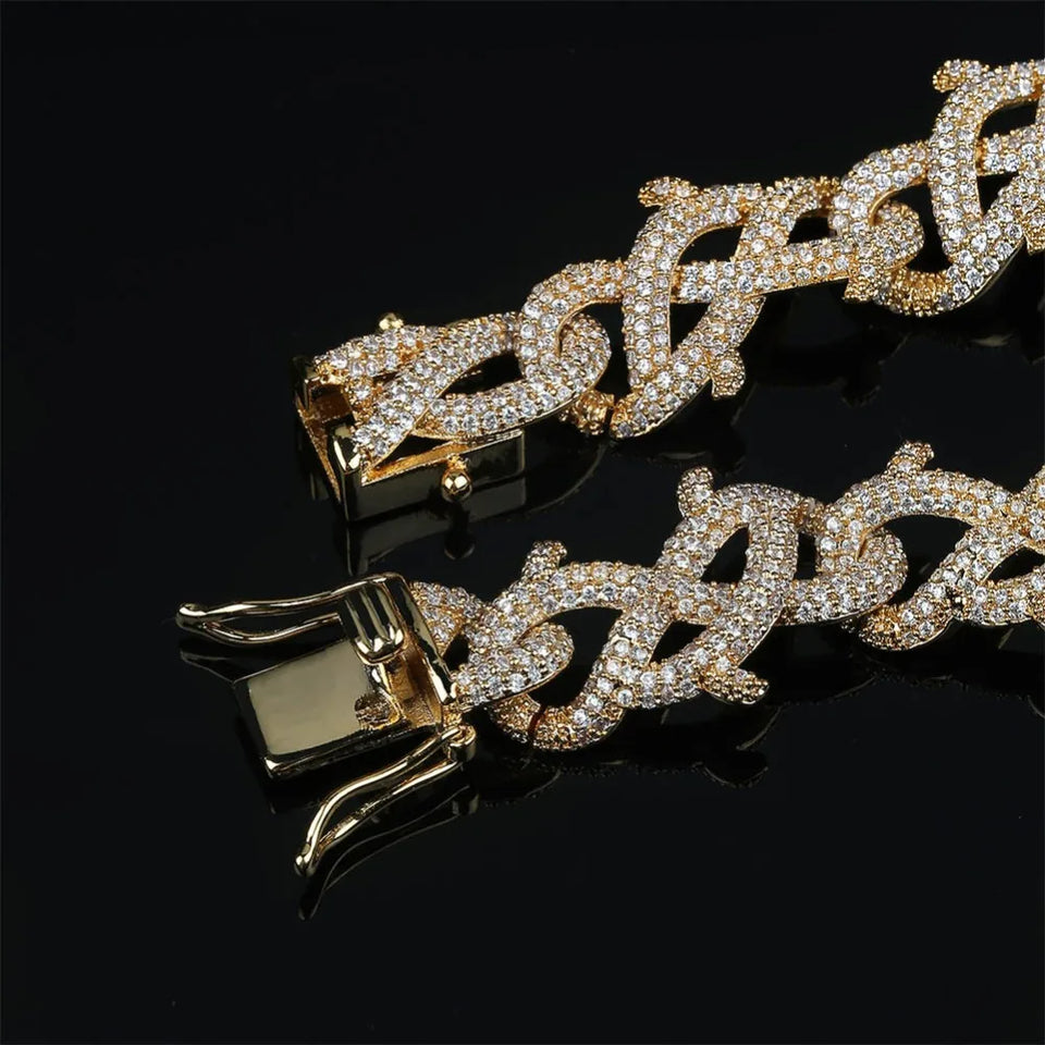 GUCY New Hip Hop Thorn Cuban Chain Necklace Micro Pave CZ Stones All Iced Out  Available Necklaces for Men Gifts