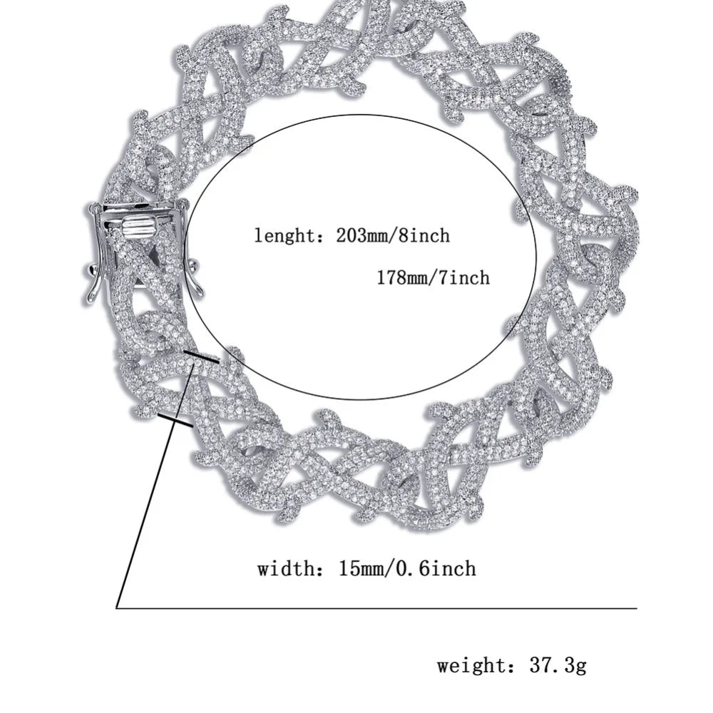 GUCY New Hip Hop Thorn Cuban Chain Necklace Micro Pave CZ Stones All Iced Out  Available Necklaces for Men Gifts