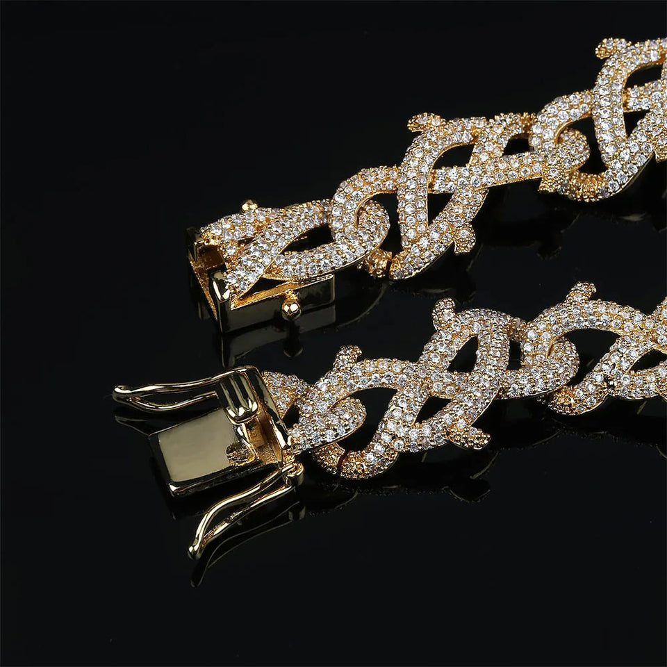 GUCY New Hip Hop Thorn Cuban Chain Necklace Micro Pave CZ Stones All Iced Out  Available Necklaces for Men Gifts