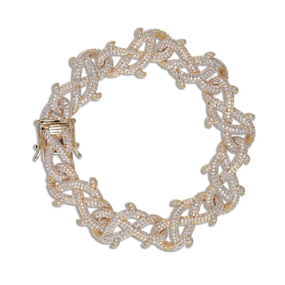 GUCY New Hip Hop Thorn Cuban Chain Necklace Micro Pave CZ Stones All Iced Out  Available Necklaces for Men Gifts