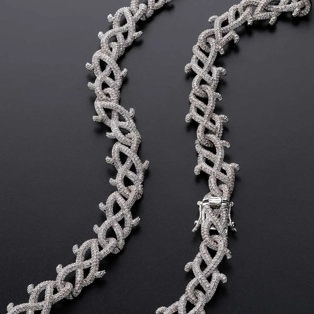 GUCY New Hip Hop Thorn Cuban Chain Necklace Micro Pave CZ Stones All Iced Out  Available Necklaces for Men Gifts