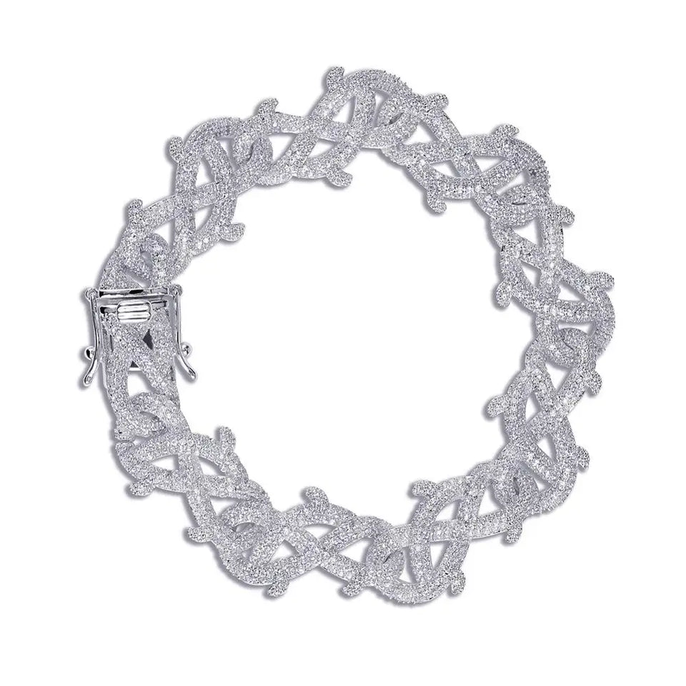 GUCY New Hip Hop Thorn Cuban Chain Necklace Micro Pave CZ Stones All Iced Out  Available Necklaces for Men Gifts