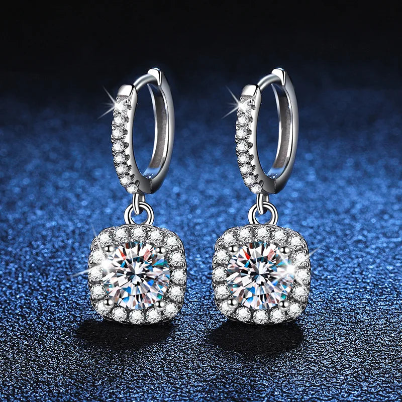 Moissanite earrings s925 silver stud earrings classic square bag earrings, exquisitely crafted quality
