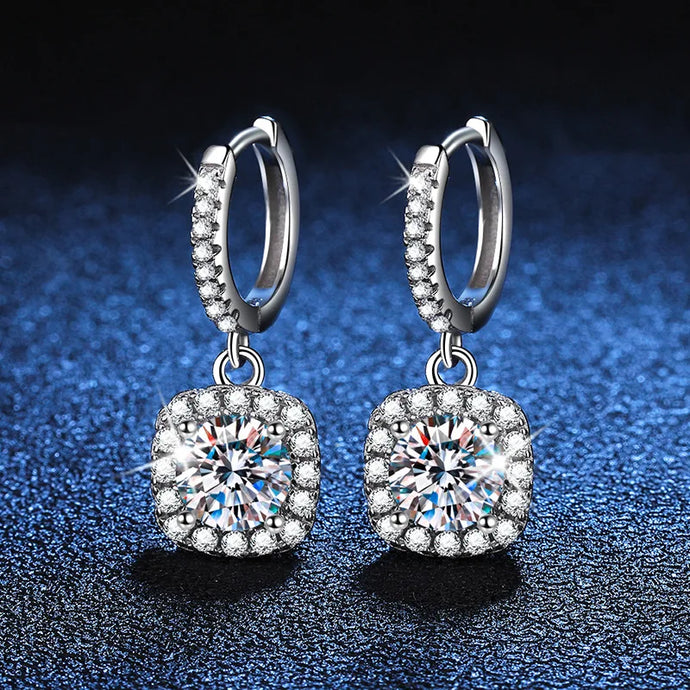 Moissanite earrings s925 silver stud earrings classic square bag earrings, exquisitely crafted quality