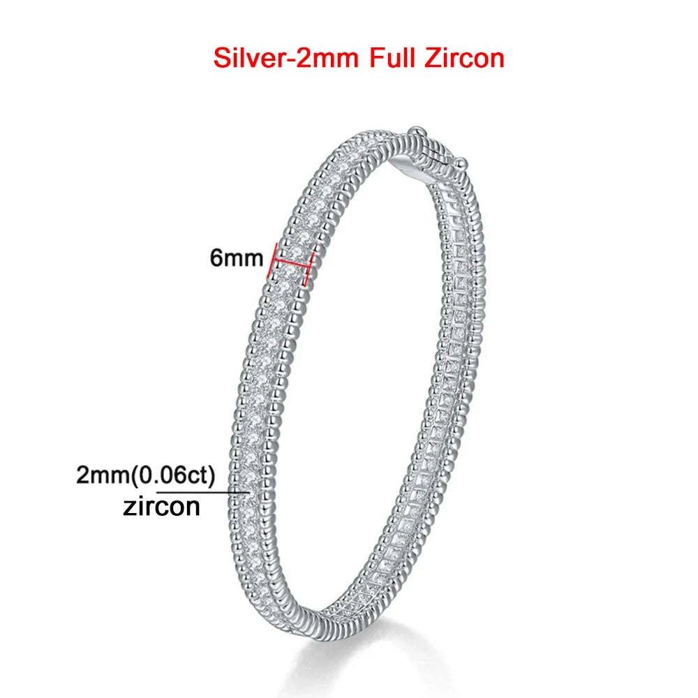 2mm Full Moissanite Bracelets with GRA Certified 100% 925 Sterling Silver Plated 18K Gold Luxury Fine Jewelry Bangle For Women