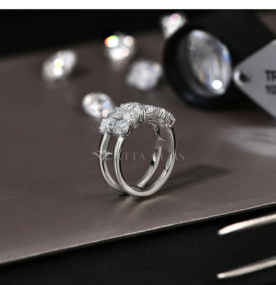 CHARMING Luxury 3.2 CT Sparkling S925 Silver Moissanite Diamond Ring for Women Engagement Wedding Fine Jewelry Anniversary Gift