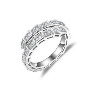 M-JAJA Moissanite Snake Bracelets Diamond Snake Wedding Ring for Women Adjustable 925 Sterling Silver Bangle Luxury Jewelry Set