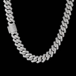 KNOBSPIN D Color Moissanite Cuban Bracelet 925 Sterling Sliver Plated with 18k White Gold Diamond Cuban Link Chain for Women Man