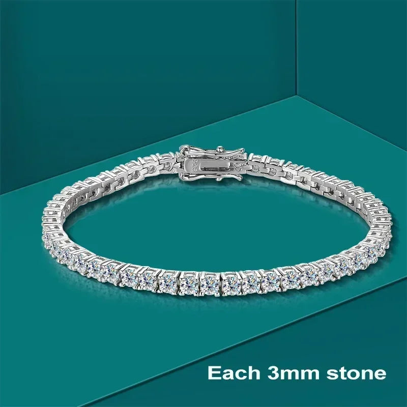 Real Moissanite Tennis Bracelet for Women Men 2.5-6.5mm Lab Diamond Bangle with Certificates 925 Sterling Silver Fine Jewelry