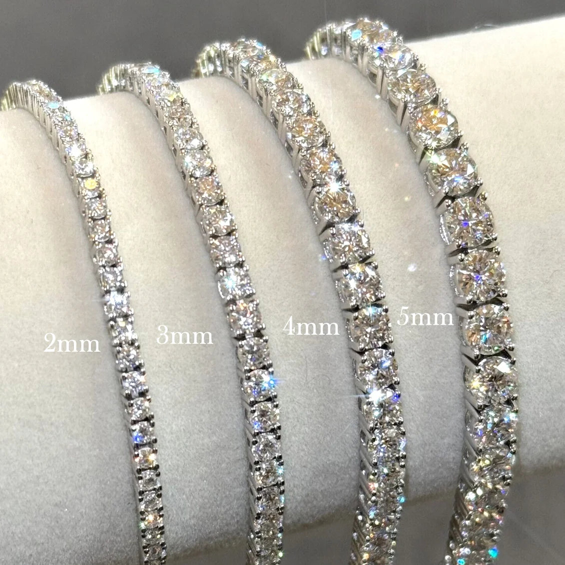 Moissanite Tennis Bracelet for Women 925 Sterling Silver Round Cut 2mm 3mm 4mm 5mm Size Options Elegant Fine Jewelry Gift
