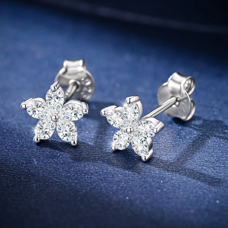 Moissanite Stud Earrings 100% Real 925 Sterling Silver Six Claw Earrings for Women Lady Girls Sparkling Classic Wedding Earring